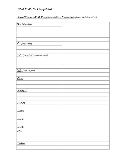 Image result for Soap Case Note Template