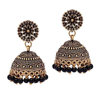 Jaipur Mart Preyans Oxidised Brass Metal Jhumki Earrings For Women's ...
