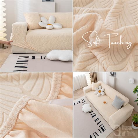 Universal Jacquard Leaf Texture Fabric Sofa Cover (Beige) – House of quirk