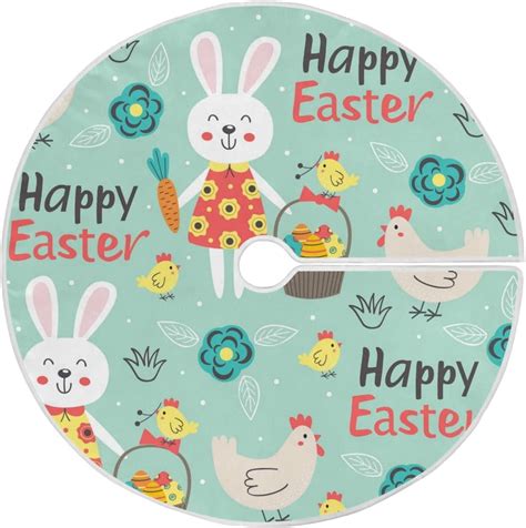 Coolnut Christmas Tree Skirt, 48", Easter Tree Skirt Double Layers ...