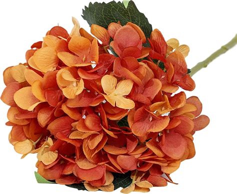 QIUYI Fake Plant 3 Pcs Artificial Hydrangea Faux Plants Indoor Burnt ...