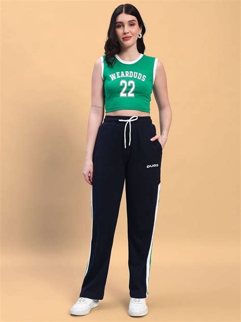 WOMEN'S HOOFER CONTRAST JOGGERS NAVY BLUE-GREEN | Buy Online at ...