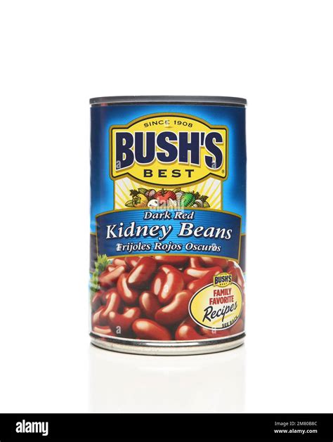 IRVINE, CALIFORNIA - 9 JAN 2023: A can of Bushs Dark Red Kidney Beans ...