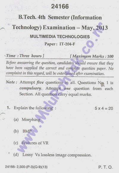 Multimedia technologies - MMT - May 2013 - B.Tech. 4th Semester ...