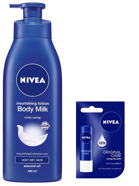 Buy NIVEA Nourishing Body Milk, 400ml With Free NIVEA Original Care Lip ...