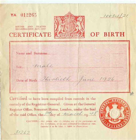 Image result for birth certificate uk