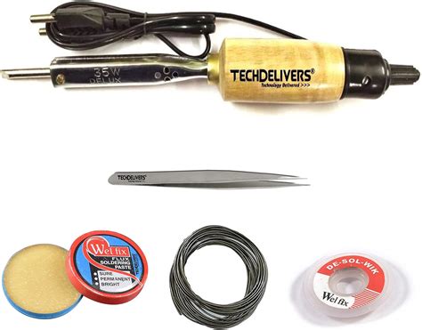TechDelivers 35 Watts Deluxe Wooden Handle Soldering Iron : Amazon.in ...