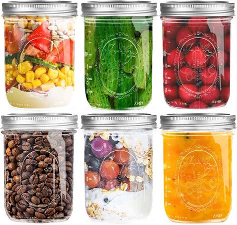 Amazon.com: Miuyhji Wide Mouth Mason Jars 16 oz with Lids [6 Pack ...