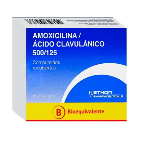 Amoxicilina+Acido Clavulanico Clav 500/125 X 20 Comprimidos Recubiertos ...
