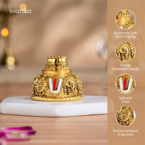 Gajalakshmi Balaji Idol with Charan Paduka – Gold & Silver Plated Set