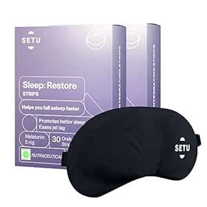 Setu Melatonin 5mg - 30 Orally Dissolving Strips (Pack of 2) + Eye Mask ...