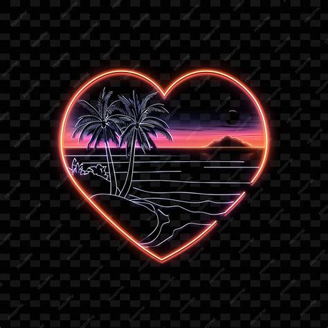 Luminous Neon Coastal Deserts Inside a Silhouette Heart Land ...
