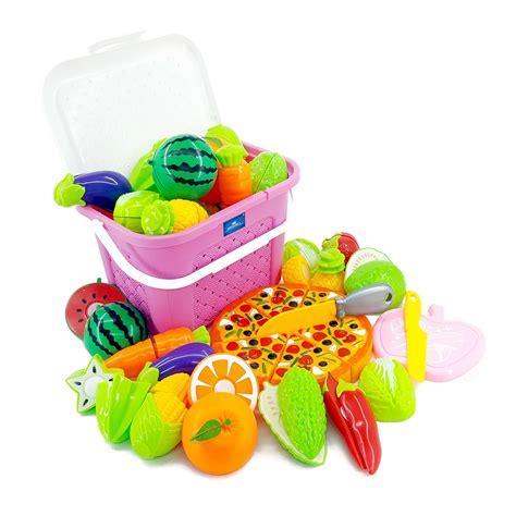 Buy Kingwell Realistic Sliceable Cutting Fruits and Vegetables Play ...