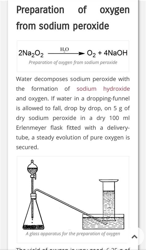 Preparation of dry oxygen gas using sodium peroxide - Brainly.in