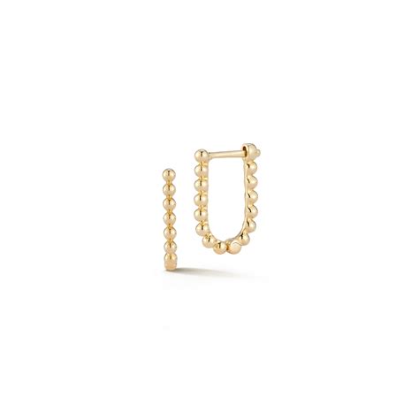 14K Gold Beaded U Hoop Earrings | Poppy Rae Pebble U Hoops | Dana ...