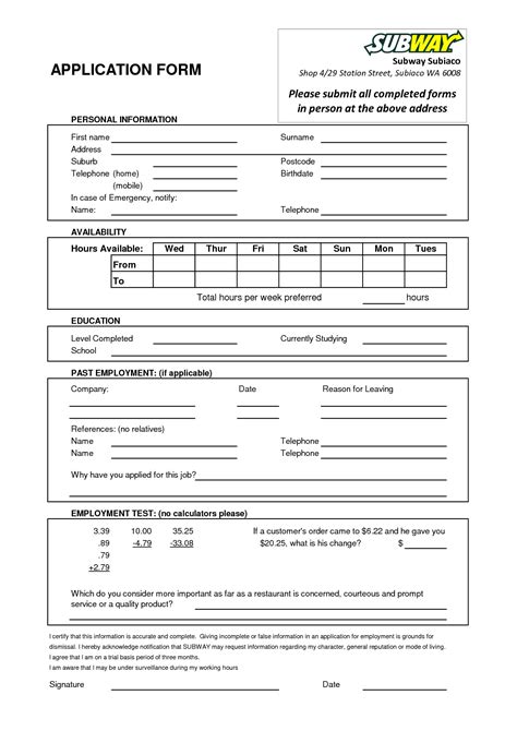 Subway Printable Job Application Pdf - How To Apply For Subway Jobs In 2023 | Templatesz234.com ...