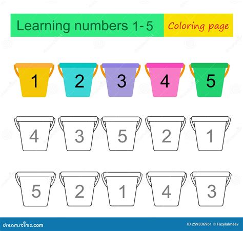 Coloring Page. Learning Numbers 1-5. Educational Material for Children ...