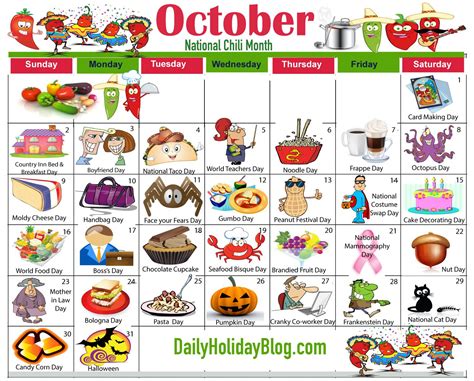 National Day Calendar October Printable