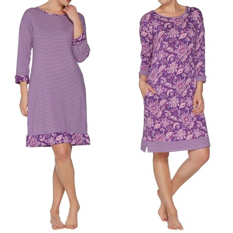 CAROLE HOCHMAN Size L Batik and Stripe Sleepshirt Set PLUM – NYC Moda ...