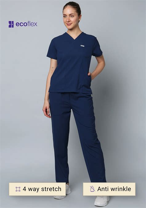 Buy Ecoflex Women's 5 Pocket New Gen (Navy Blue) Scrub Online – Knya