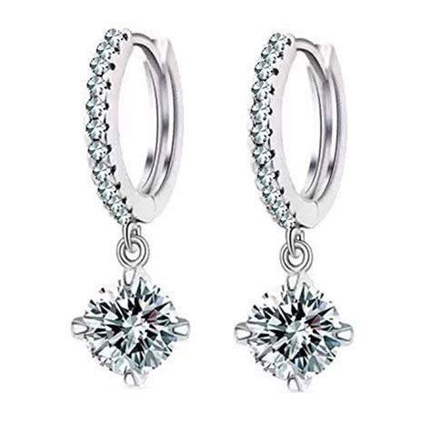 Shining Diva Fashion Silver Platinum Plated Austrian Crystal Hoop ...