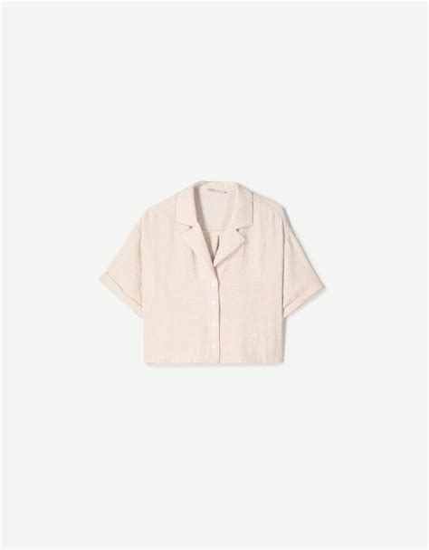 Textured rustic short sleeve shirt - BSK Teen | Bershka