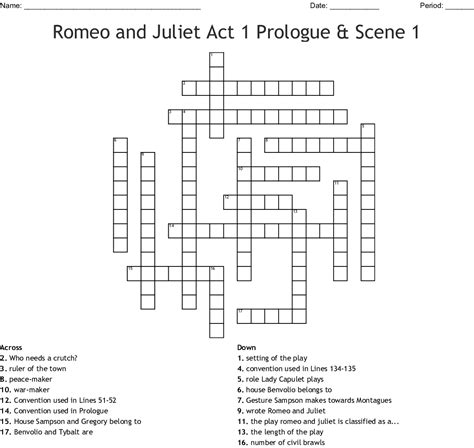 Romeo And Juliet The Prologue Worksheet — db-excel.com