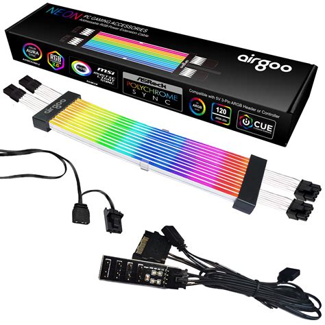 airgoo Addressable RGB Dual 8 PIN (6+2) GPU Cable V2, Addressable RGB VGA Power Cable, for Dual ...