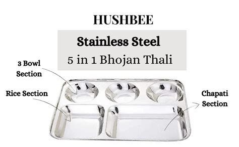 Buy Hash Bee Stainless Steel 5 in 1 Rectangle Shaped Five Compartments ...