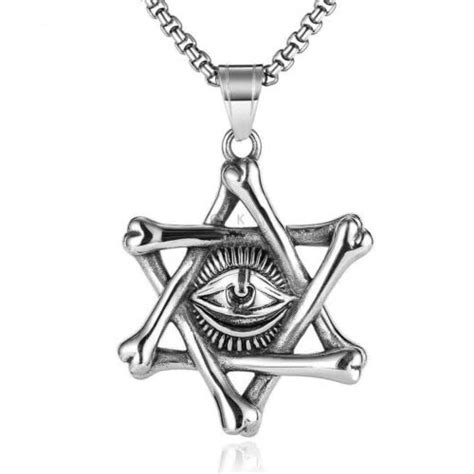 KRYSTALZ Vintage Gothic Punk Star of David Devil Eye Stainless Steel ...