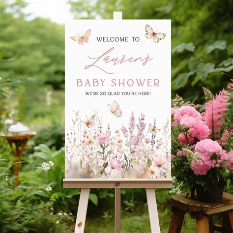 Butterfly Baby Shower Welcome Sign Template, Printable Baby in Bloom Welcome Sign, Instant ...