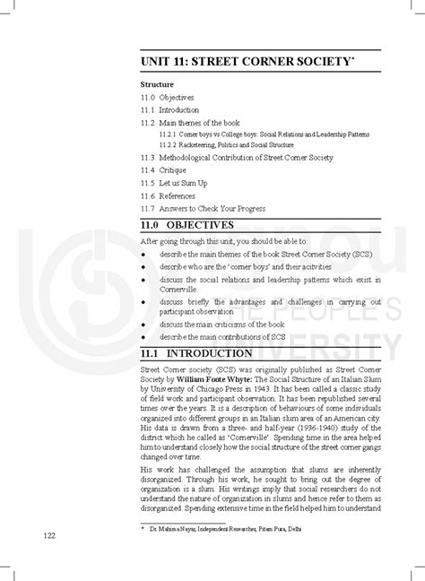 Final Exam Notes: Street Corner Society (SCS) Analysis & Themes - Studocu
