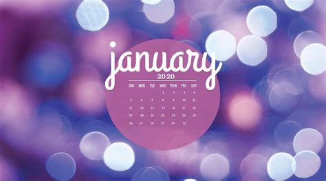 Download January 2020 Calendar With Purple Lights | Wallpapers.com