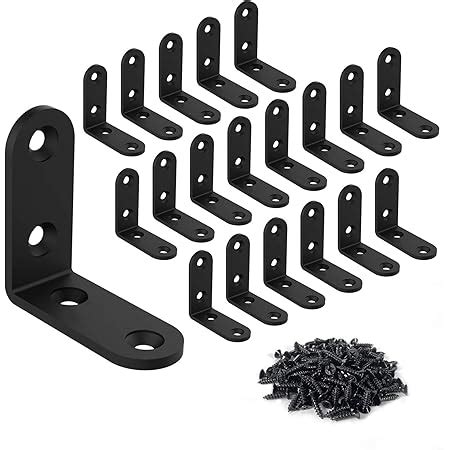 Buy 20 Pcs Black Corner Braces 2x2 Inch Steel L Bracket Heavy Duty ...