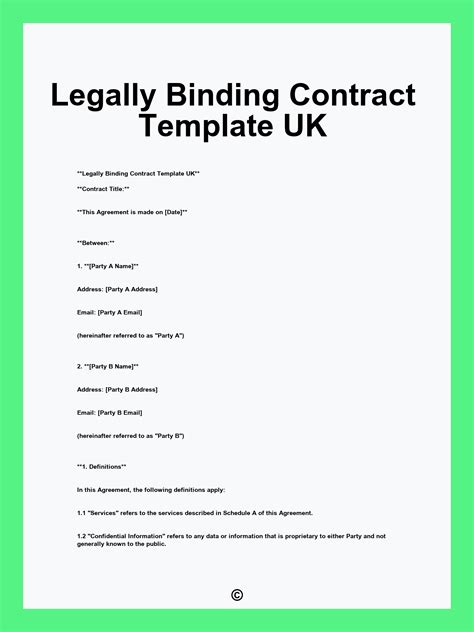Legally Binding Contract Template UK