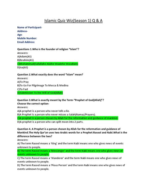 Islam Knowledge Questions 的图像结果