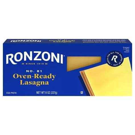 Ronzoni Oven Ready Lasagna No Boil Pasta for Baking (Pack of 4 ...