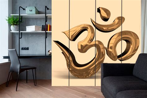 Gold Big Om Art Self Adhesive Sticker For Wardrobe – Myindianthings