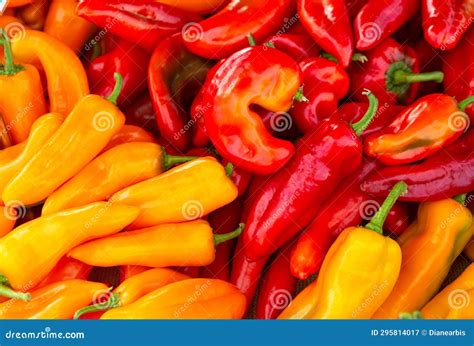 Close Up of Red and Yellow Hot Chili Peppers Stock Image - Image of ...