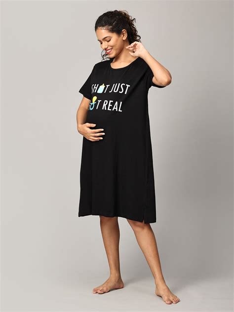 Shit Just Got Real Oversized Maternity T shirt Dress - NW-SC-STJTG-S
