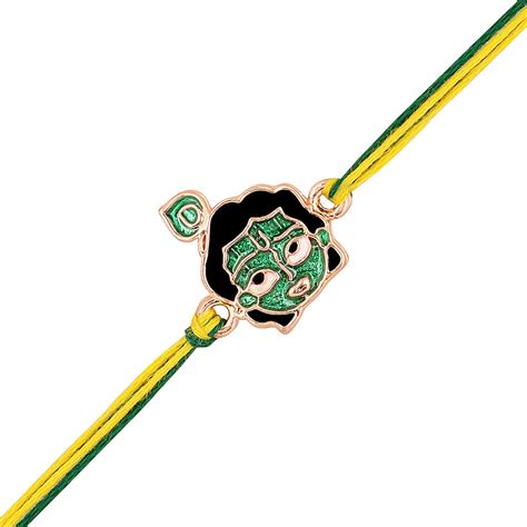 Mahi Rose Gold Plated Green Meena Work Bal Krishna Rakhi for Kids (RA1 ...
