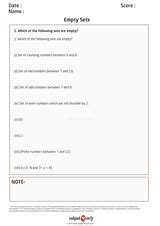 Image result for Empty Set or Equivalent Set Worksheet