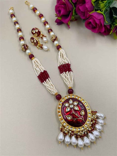 Red Necklace Set For Women Shop Online – Gehna Shop