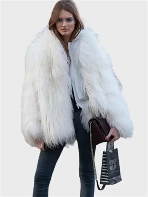 White jacket on sale with fur hood