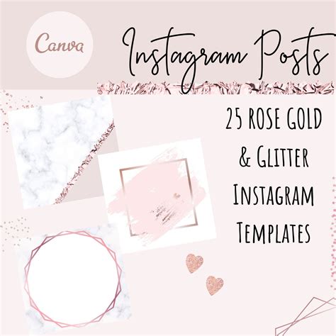 Blank Instagram Templates for Posts Rose Gold and Glitter Theme ...