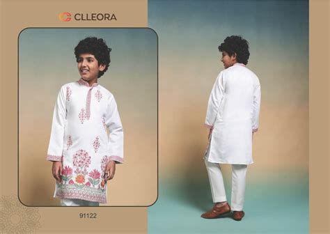 Clleora Tradi Kidz Thread Work Boy Kurta With Pant Online