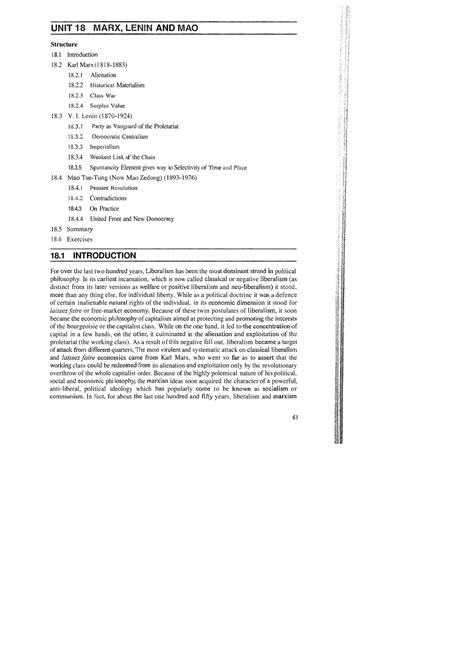 Unit-18 Marx,Lenin and Mao - MARX, LENIN AND MA Structure 18 lntrod ...