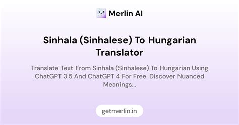 Sinhala (Sinhalese) to Hungarian Translator