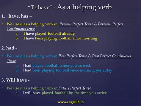 Uses of verb to have [As main verb and Helping/auxiliary verb]