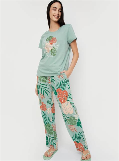 Buy Women Tropical Printed PJ Set Online at just Rs. 799.0 ...